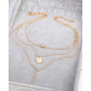 Bar & Ball Pendant Layered Chain Necklace